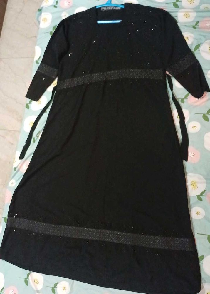 Black Partywear Saudi Abaya with Belt