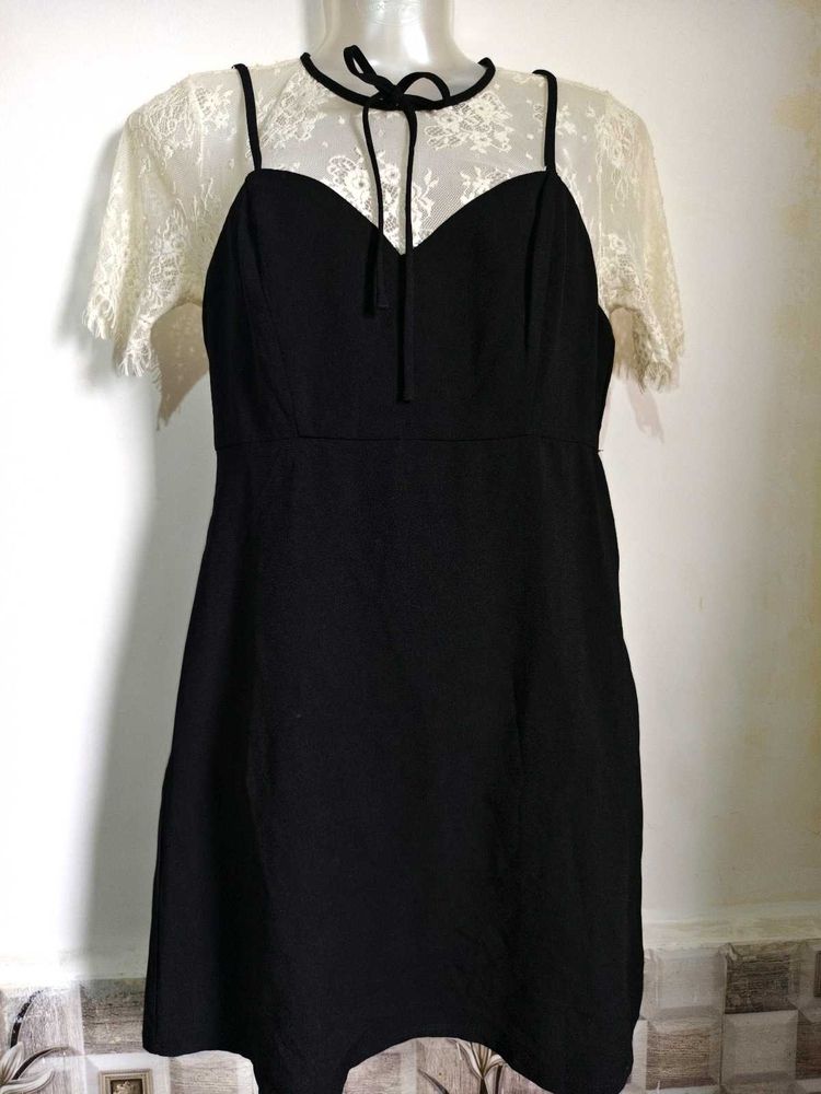 🎊Buy 1, Get 1 Free🎁Chic Black &amp; Lace Mini Dress