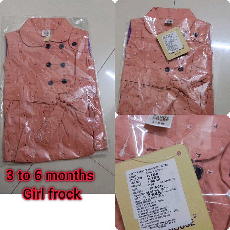Cute Peach Girl Frock (3-6 months)