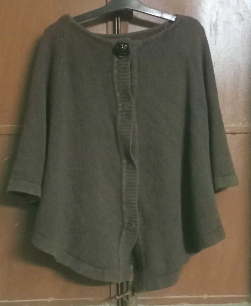 Brown Knit Poncho