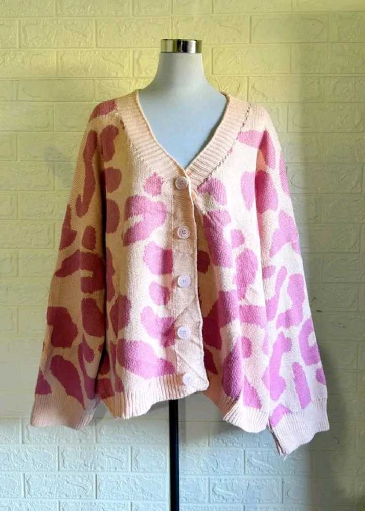 Pink Leopard Print Cardigan