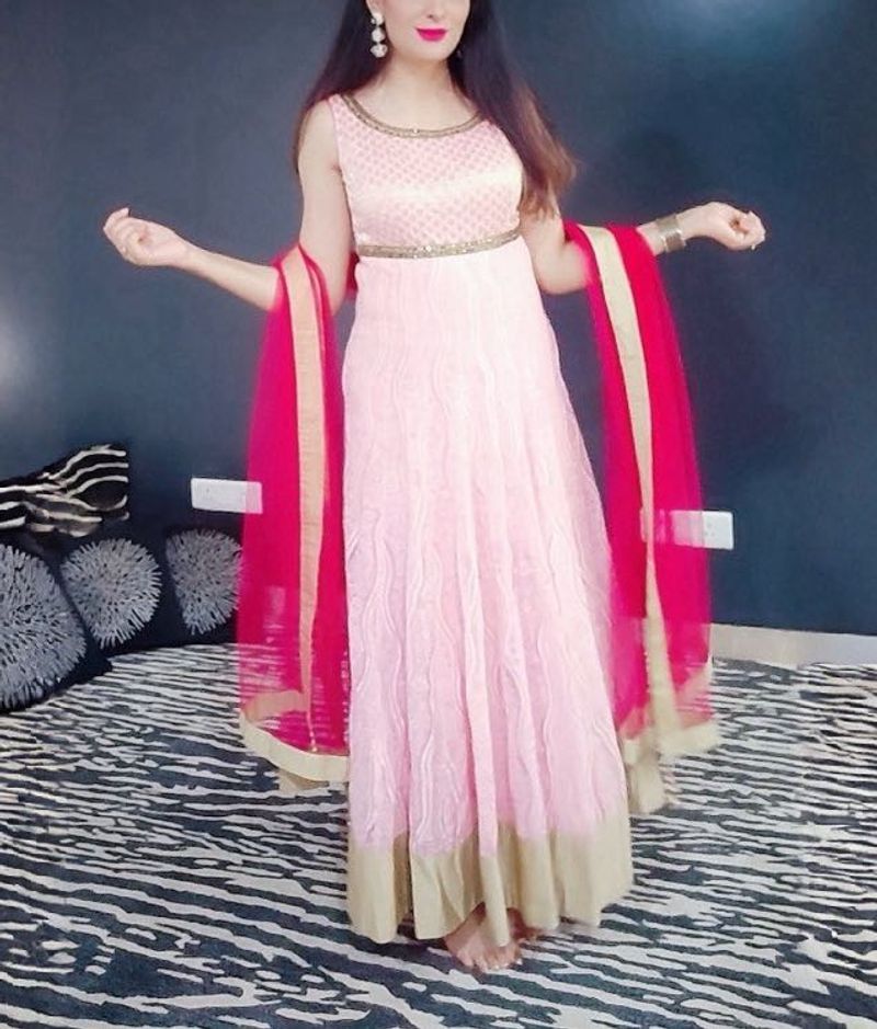 Adaah Designer Embellished Pink Anarkali Set
