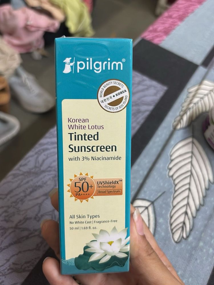 Pilgrim Korean white Lotus tinted sunscreen