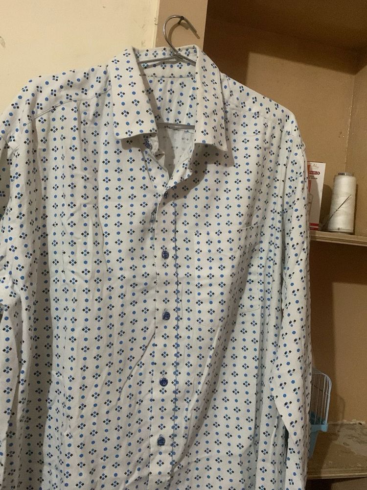 Blue Pattern Long Sleeve Shirt