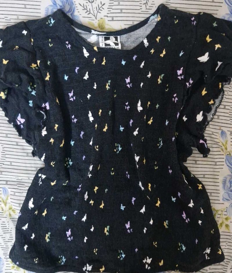 Cute Butterfly Print Top