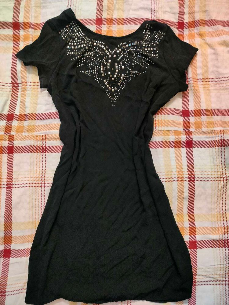 Black Studded T-Shirt Dress