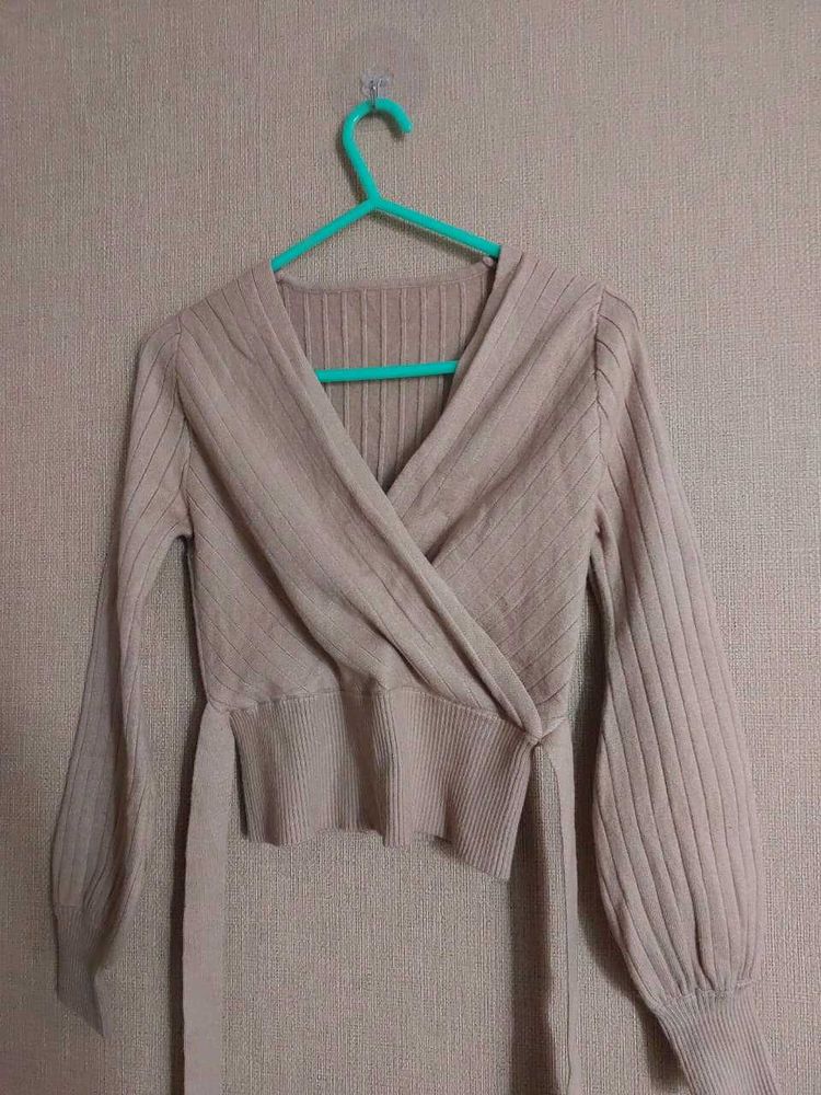 Ribbed Wrap Crop Top