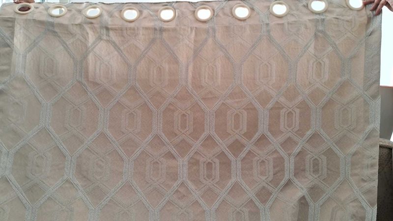 Beige Geometric Curtain Panel