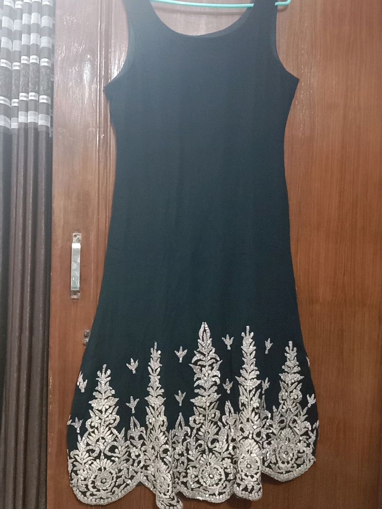Lovely Black Colour Embroidered Dress