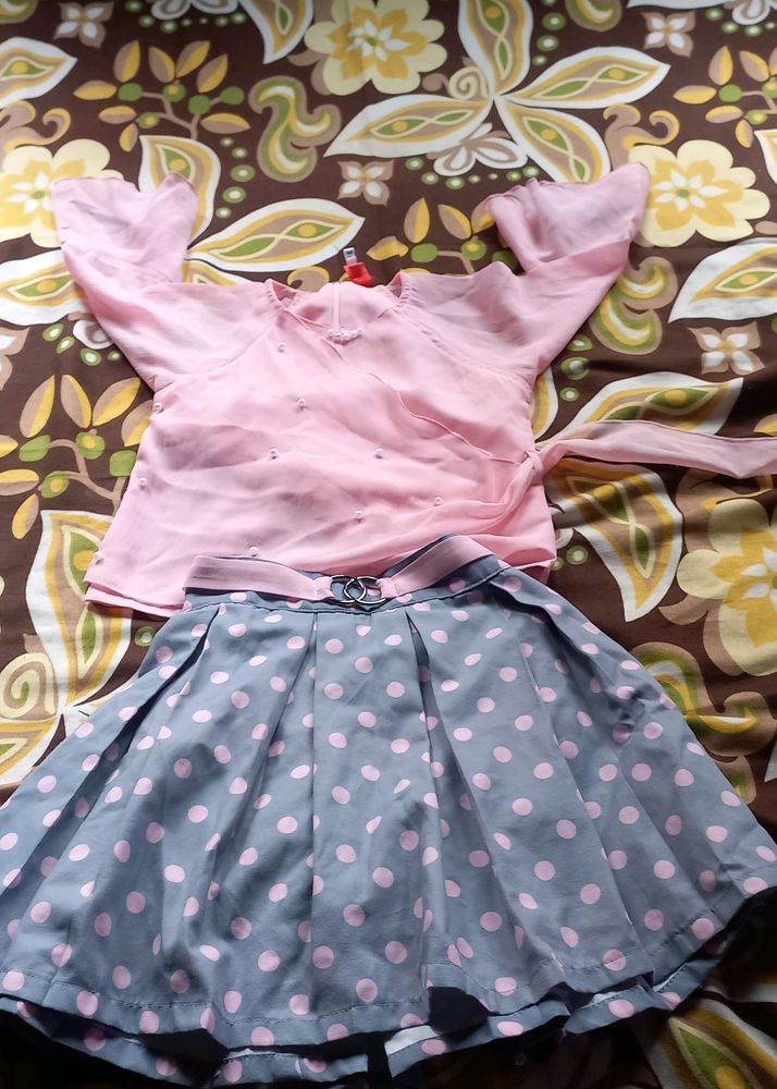 Kids Pink Colour And Grey Middie