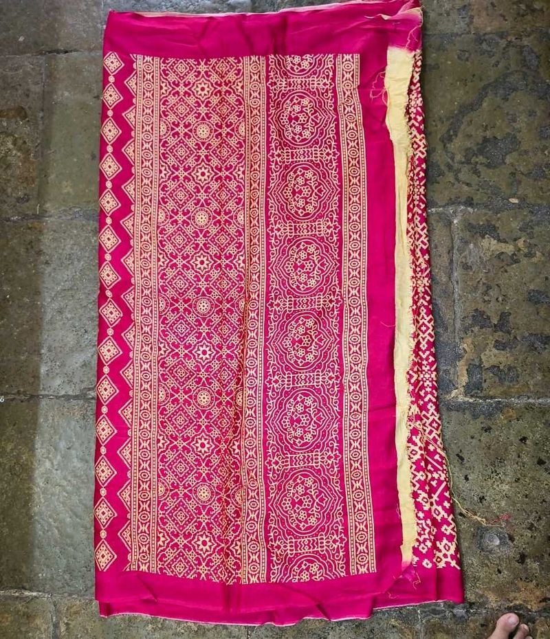 Khadi Silk Ajarakh Printed Saree