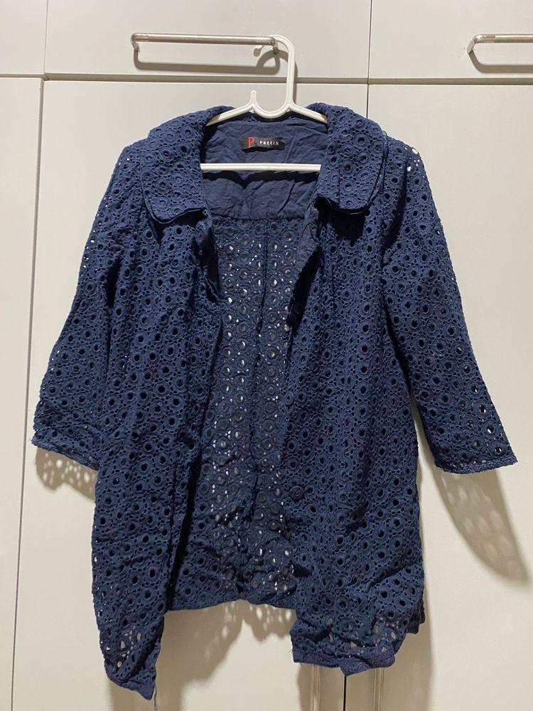 Navy Blue Lace Jacket