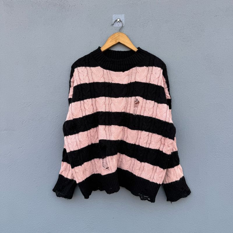 Striped Distressed Sweater