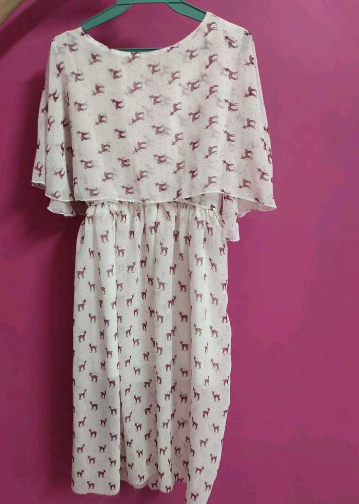 Deer Print Chiffon Dress