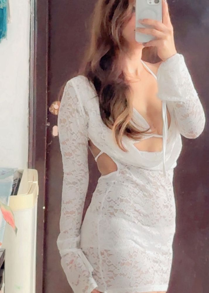 White Lace Mini Dress