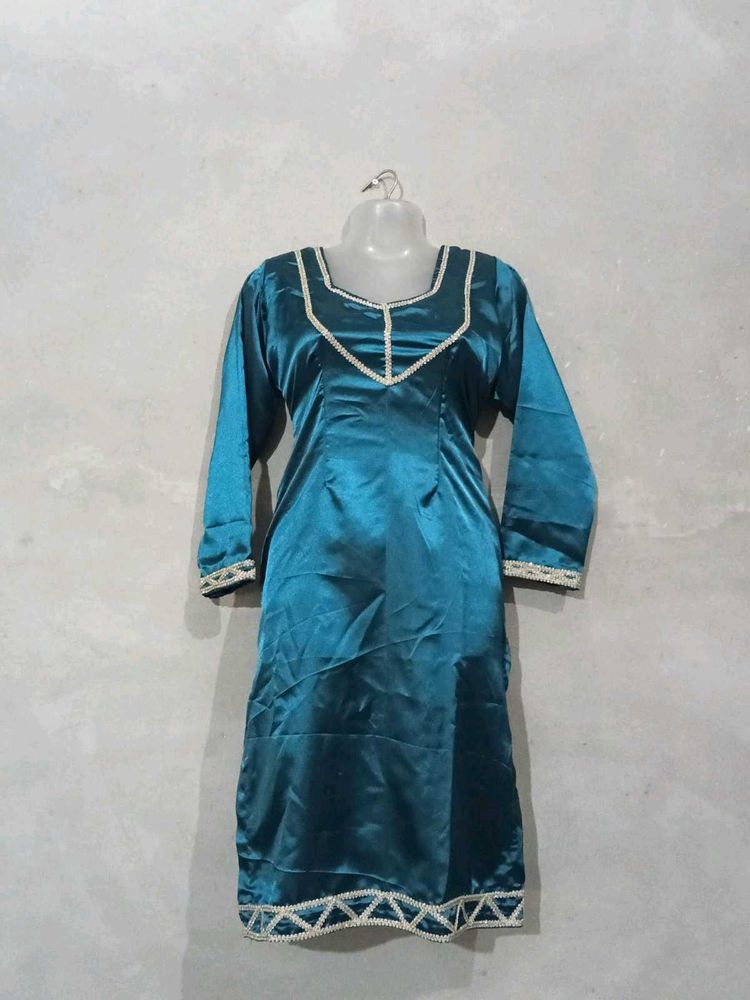 Sea Green Satin Salwar Suit
