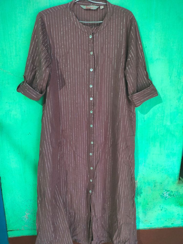 Mauve A line Kurta With Silver Lines