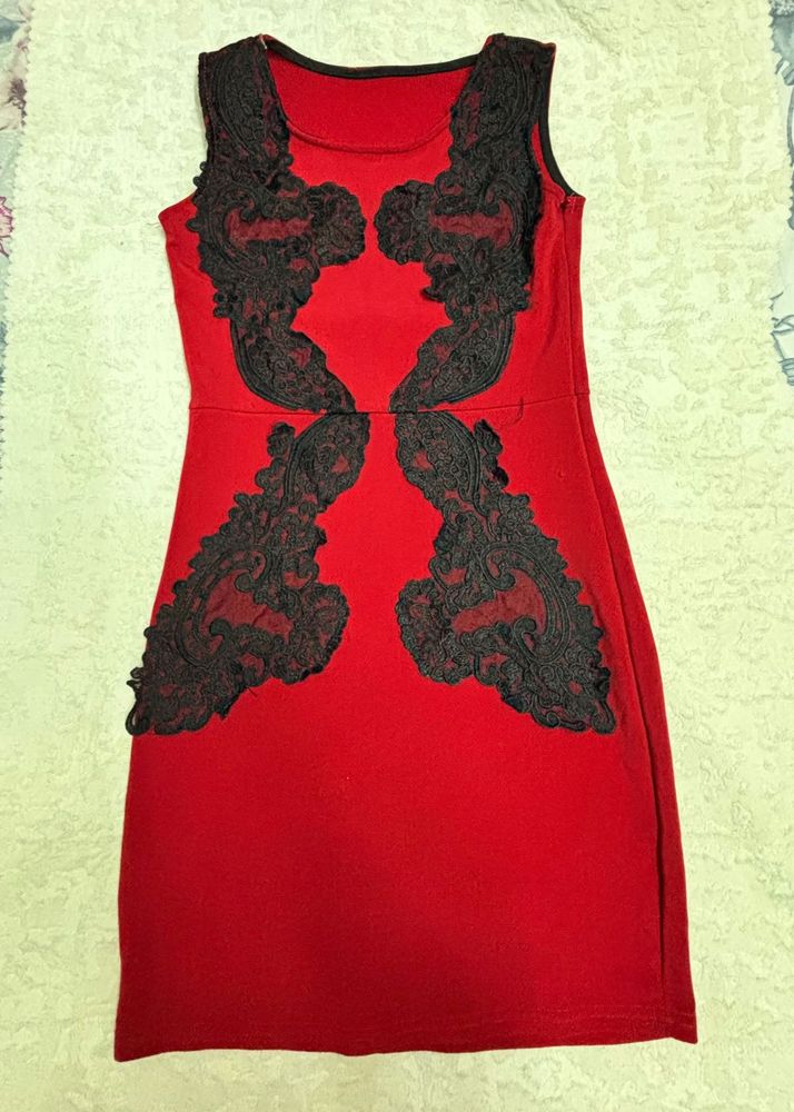 Red &amp; Black Lace Dress