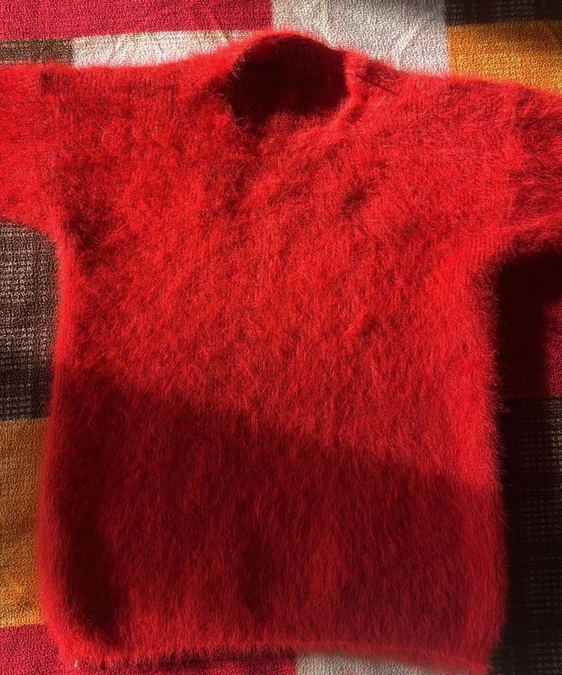Red Fuzzy Knit Sweater