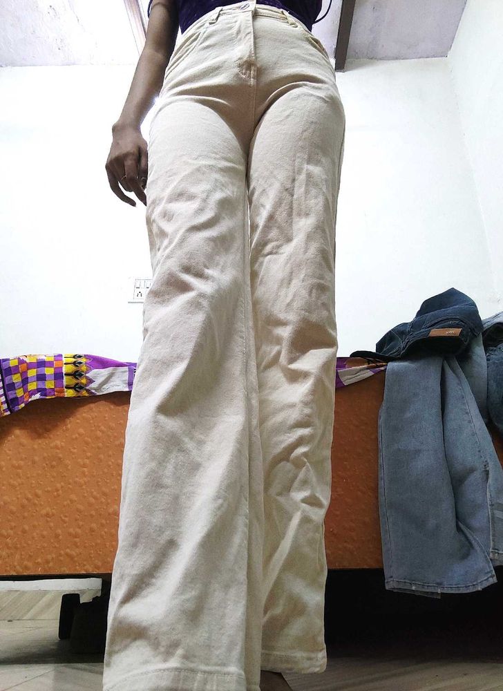 Wide Leg Cream Pants