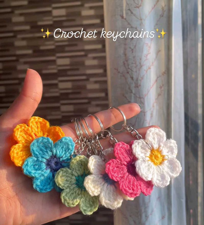Crochet Flower Keychains