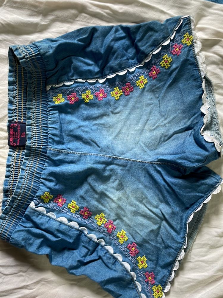 Branded Stylish Soft Jeans Shorts For Girls(blue Color)