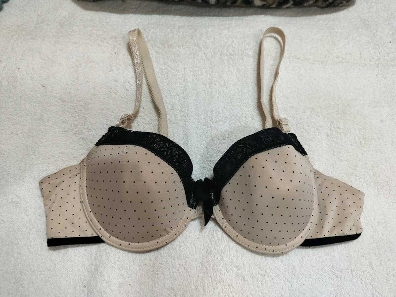 Polka Dot Bra with Black Lace