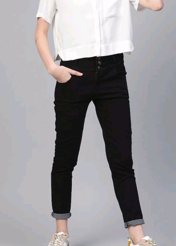 Black Slim Fit High-Rise Stretchable Jeans