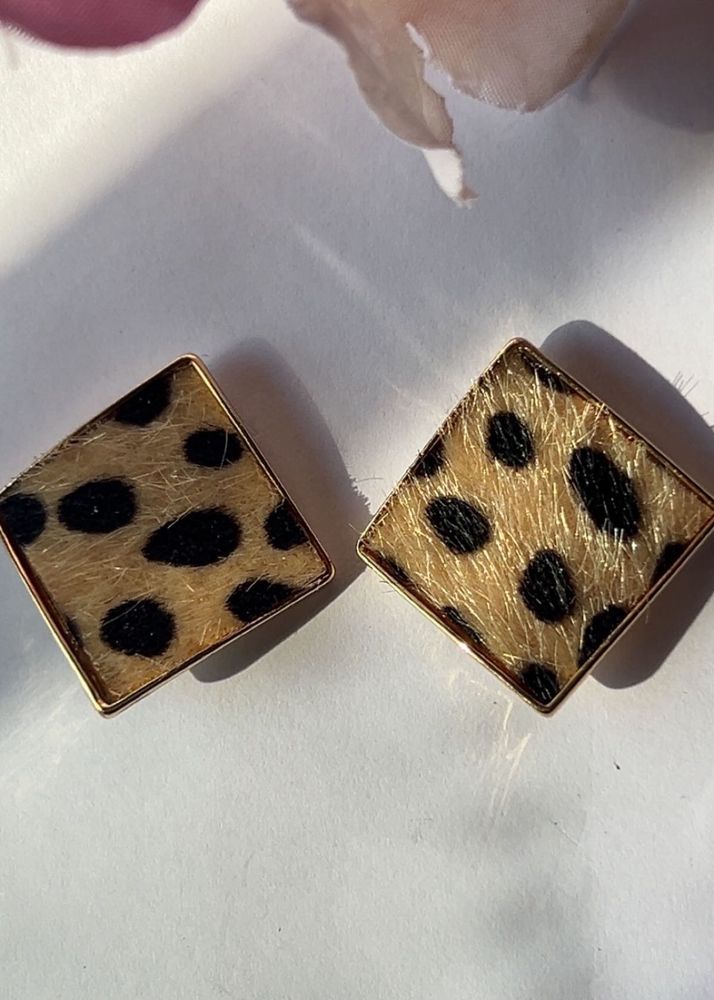 Leopard Print Square Earrings