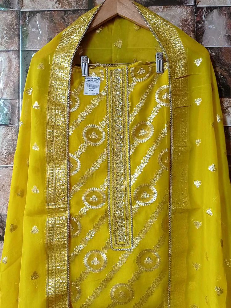 Yellow Lime Banarasi Suit