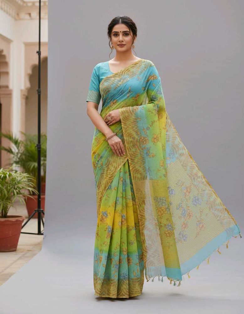 Elegant Floral Print Saree