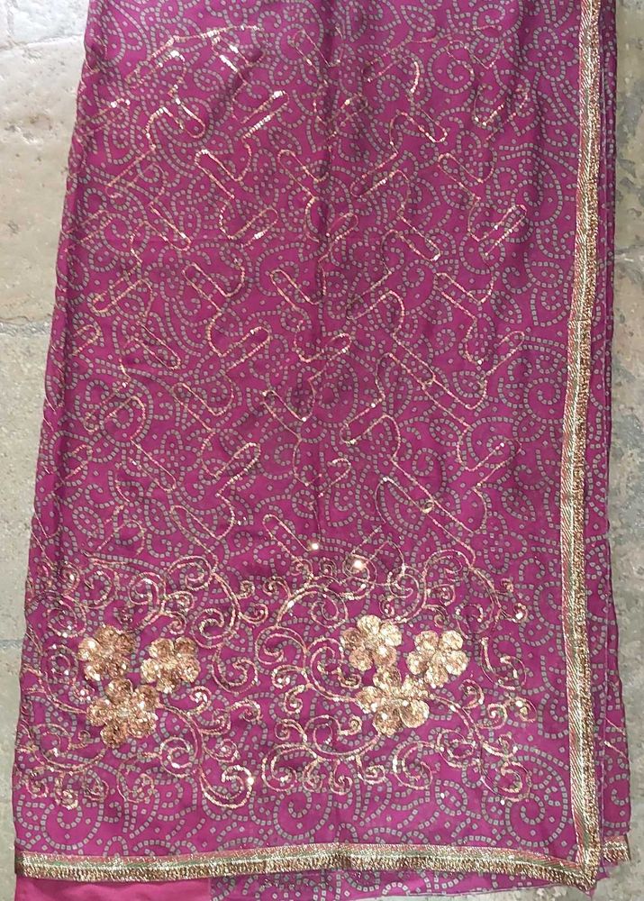 Purple Ethnic Bandhani Saree