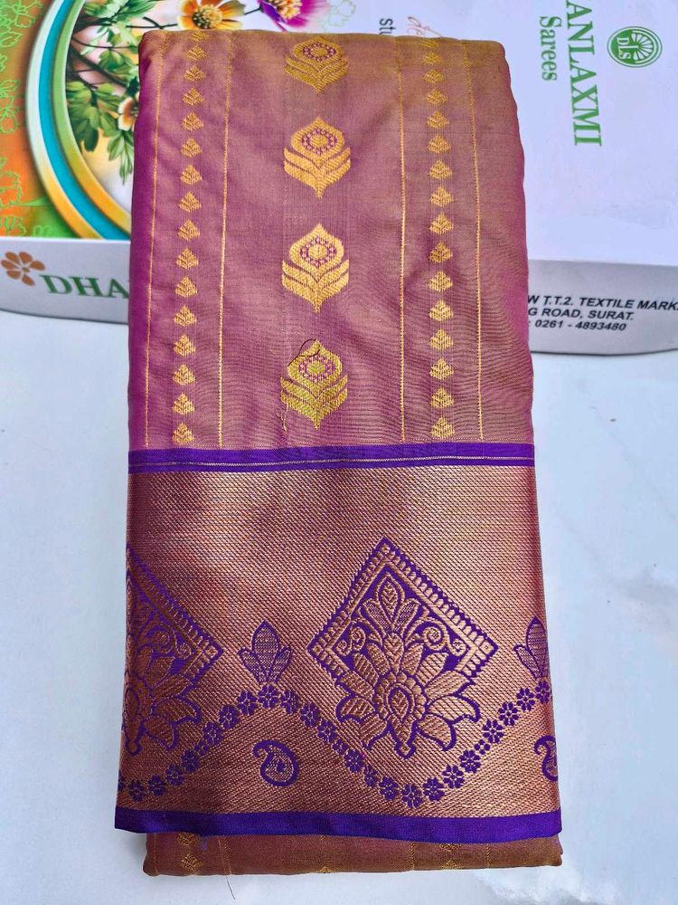 Purple &amp; Coffer Jari  Sari