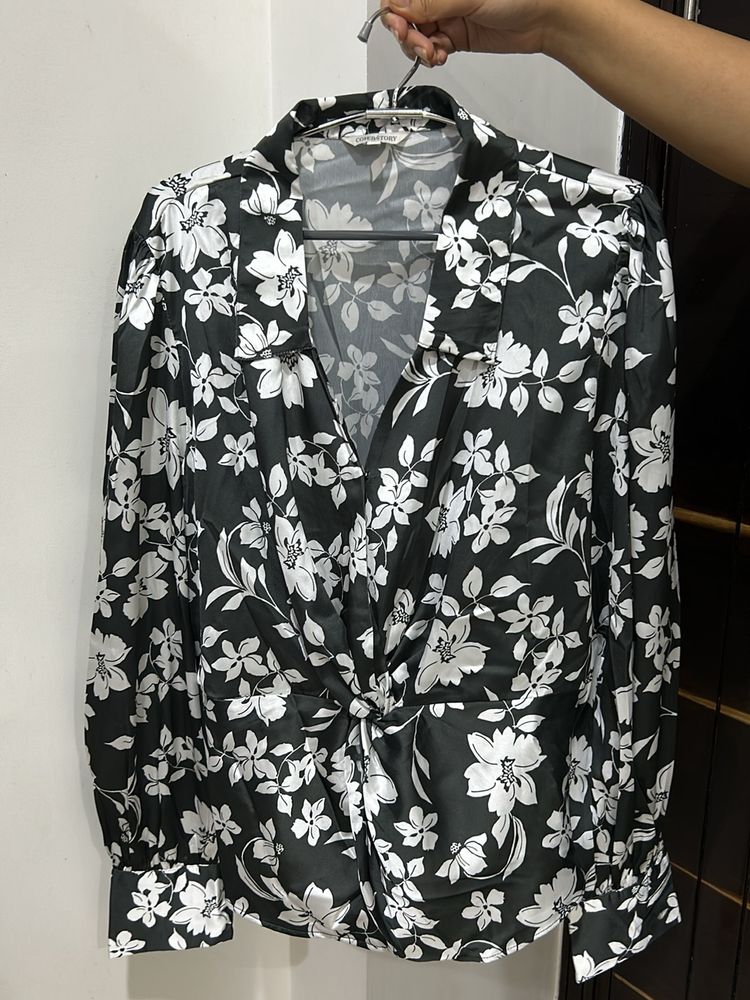 Floral Print V Neck Top