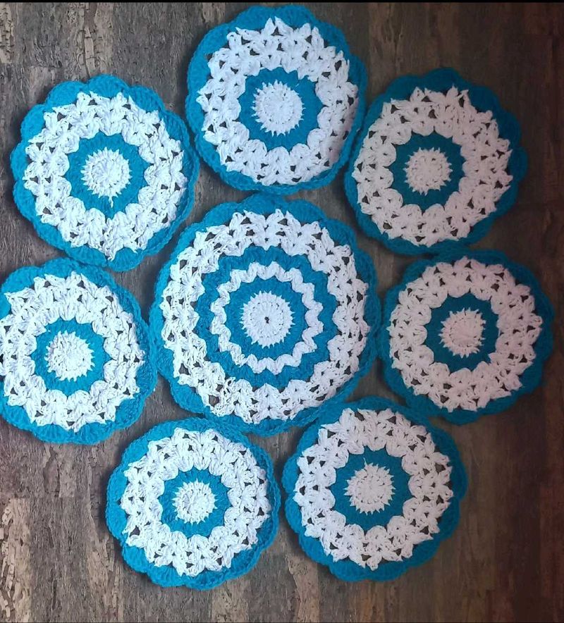 Handmade Crochet Doilies (Set of 8)