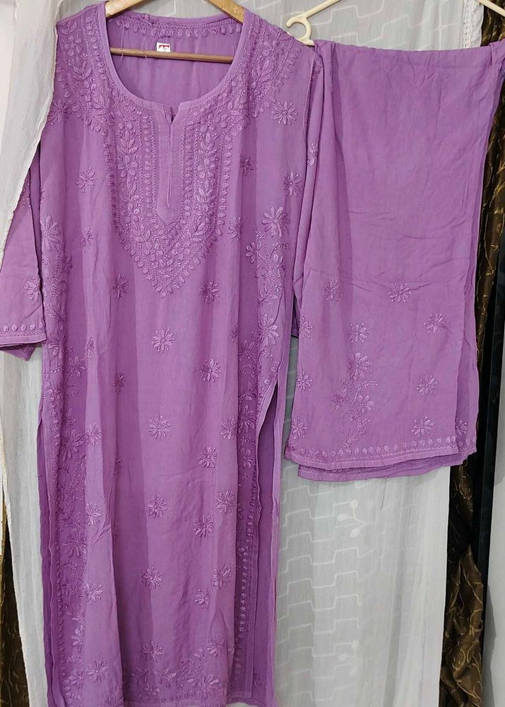 Lavender lucknowi Kurta Set