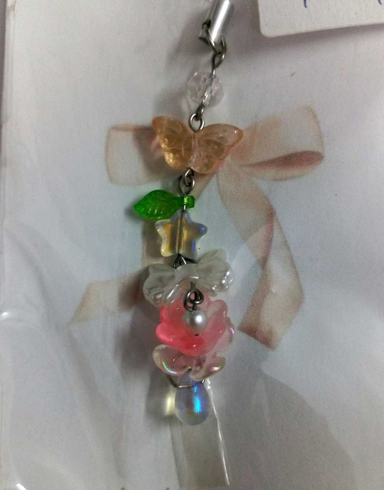 🌺🦋 Peach Flower Phone Charm with Star &amp; Bow ⭐🎀✨
