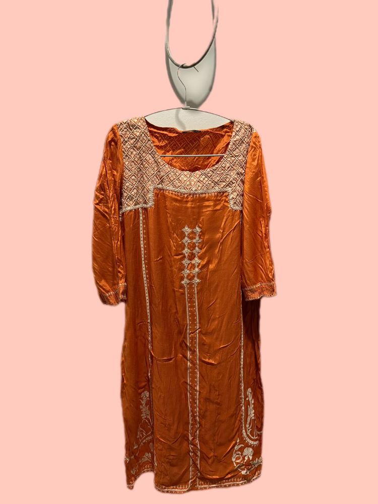 Orange Embroidered Salwar Kameez