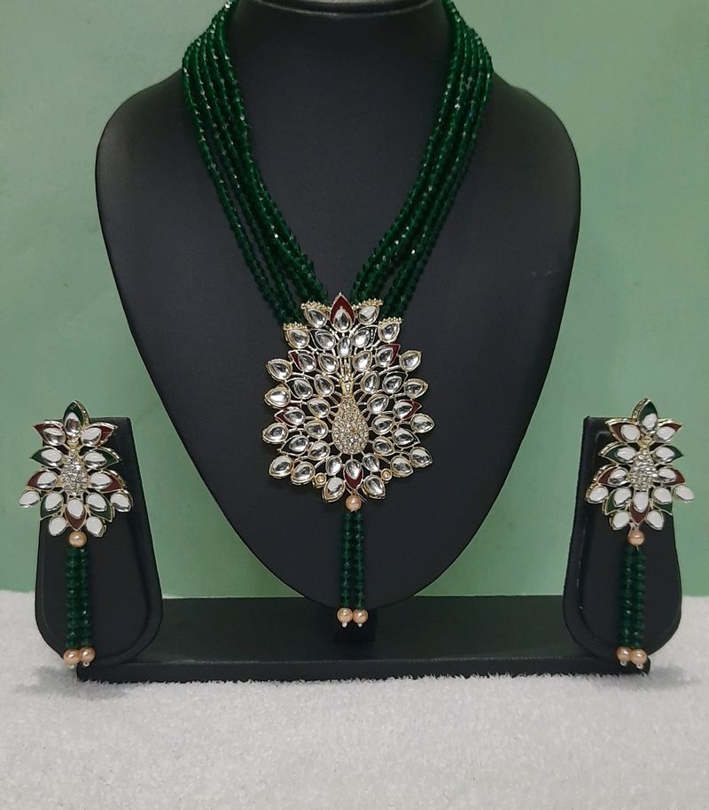 Heavy Kundan , Stone And Meenakari Necklace Set