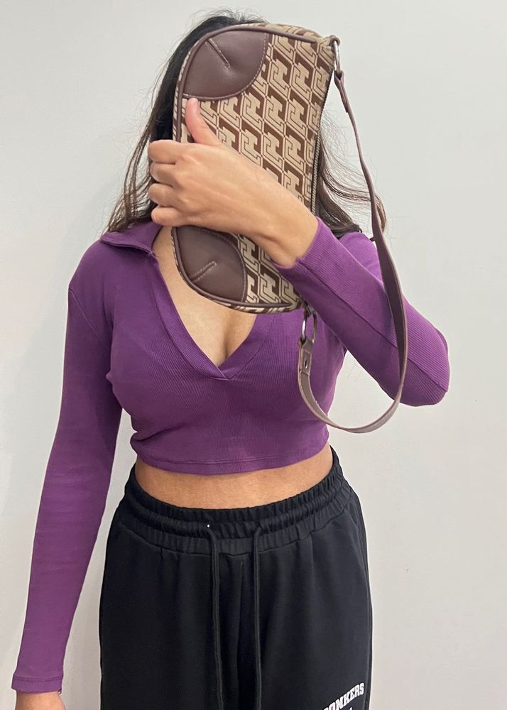 Purple Collared Top