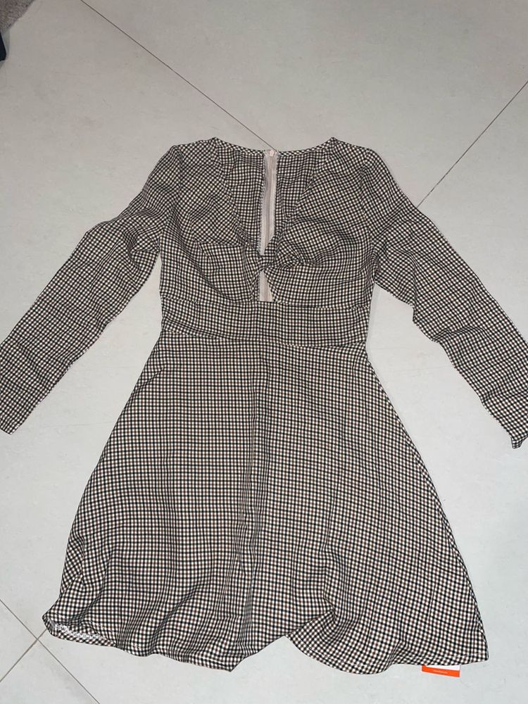 URBANIC Checkered Long Sleeve Mini Dress