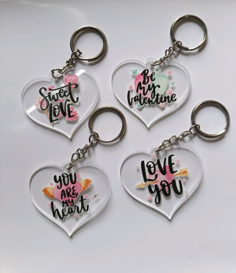 Heartshape Keychains Set Of 4