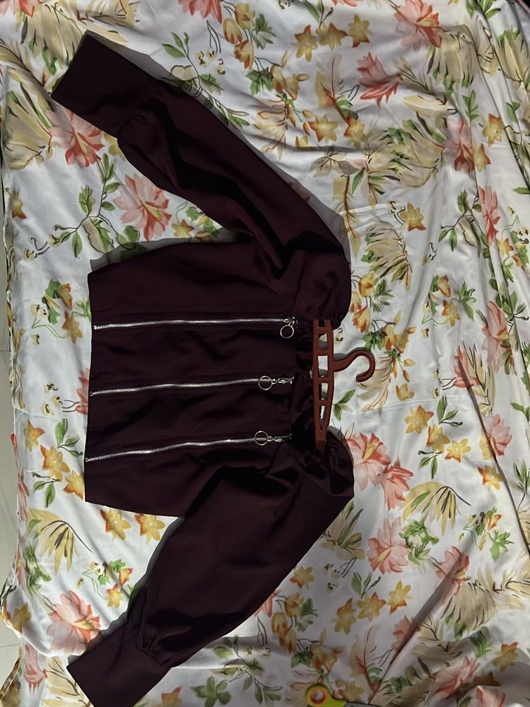 Burgundy Zipper Top