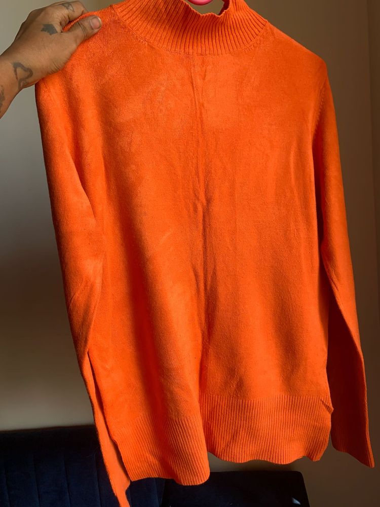 Orange Turtleneck Sweater