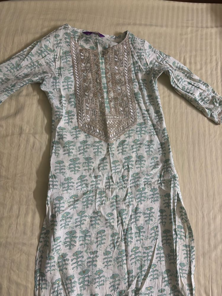Floral Print Kurti with Embellishments