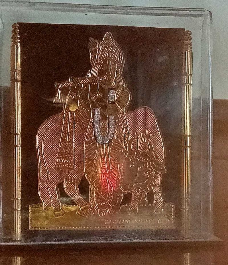 Krishna on Nandi Gold Plated Art