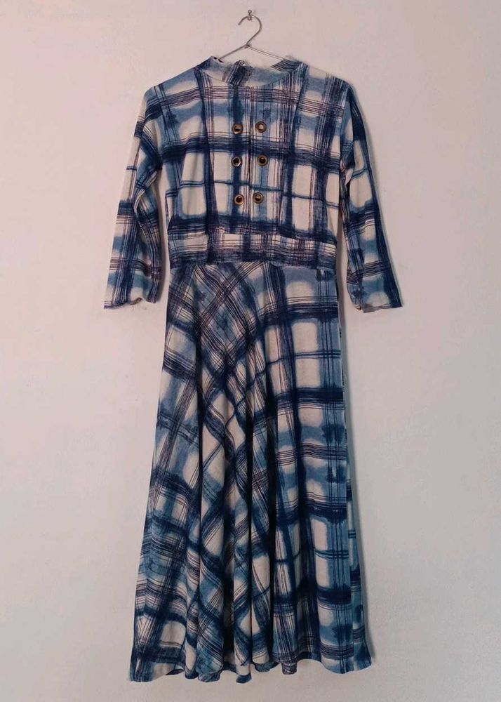 Blue Checked long Dress