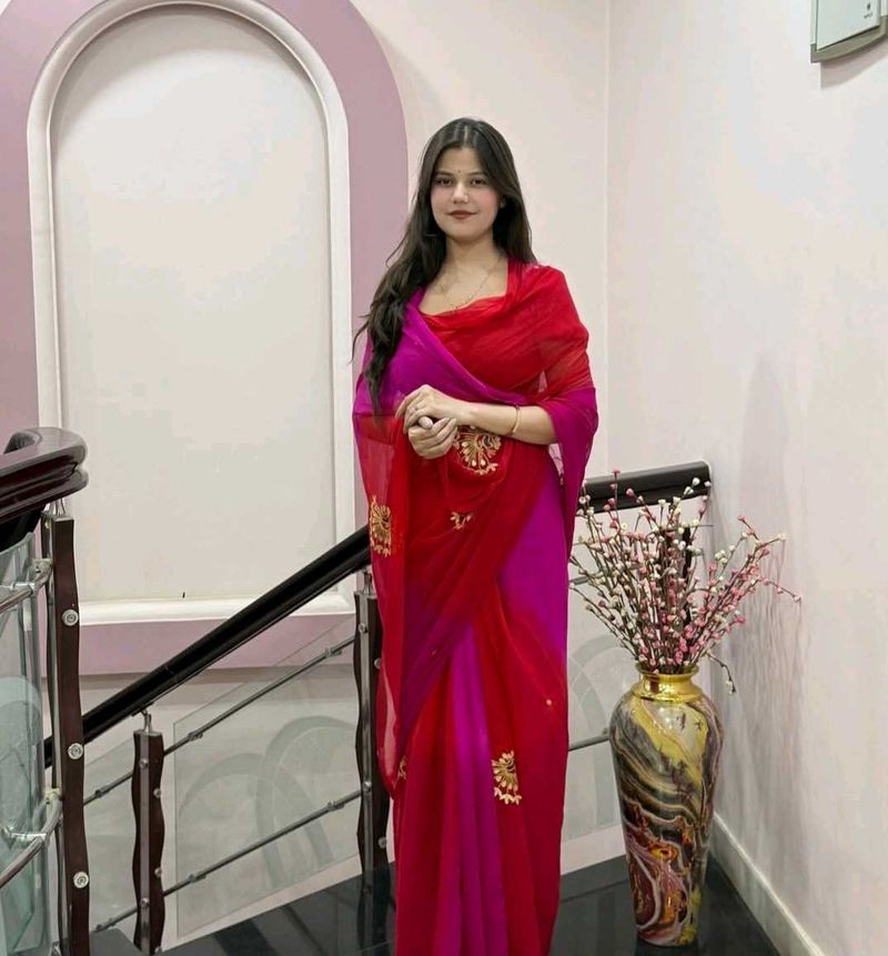 Elegant Red &amp; Pink Saree