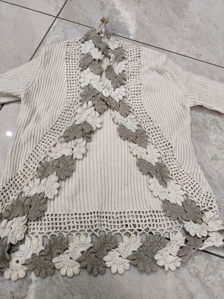 Woolen Elegant Crochet Cardigan