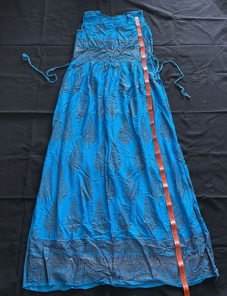 Blue Floor Lenght Comfy Cotton Traditional Dress